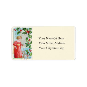 Merry Xmas Girl Vintage Address Label