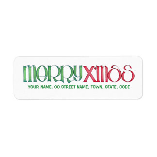 Merry X'mas green Return Address Label