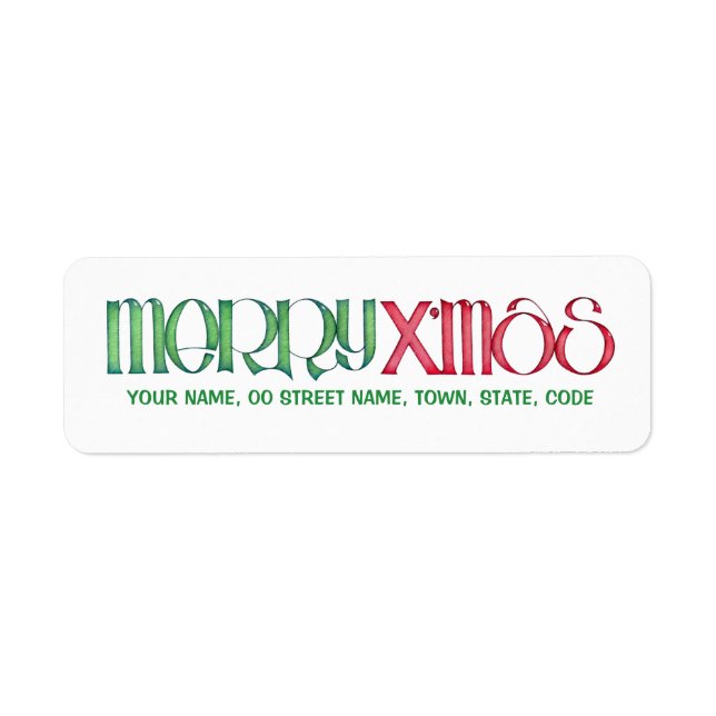 Merry X'mas green Return Address Label (Front)