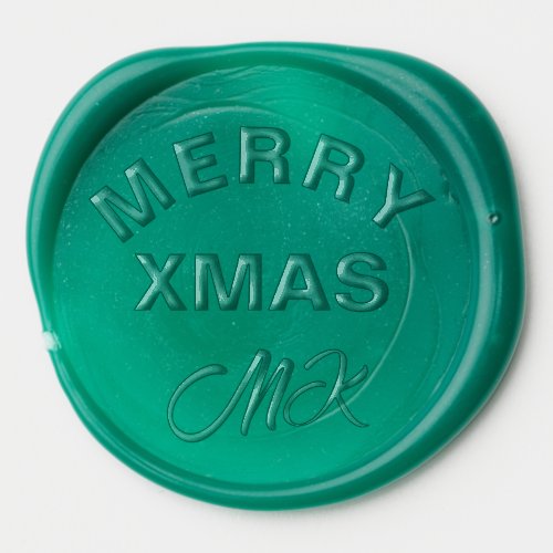 Merry Xmas Green Wax Seal Sticker