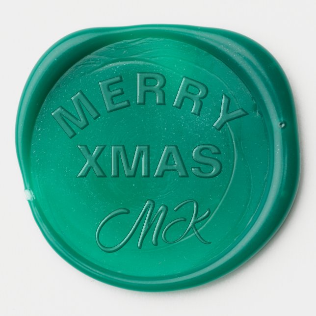 Merry Xmas Green Wax Seal Sticker (Front)