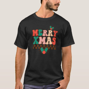 Merry Xmas Groovy Vibes Family Santa Claus Snowman T-Shirt