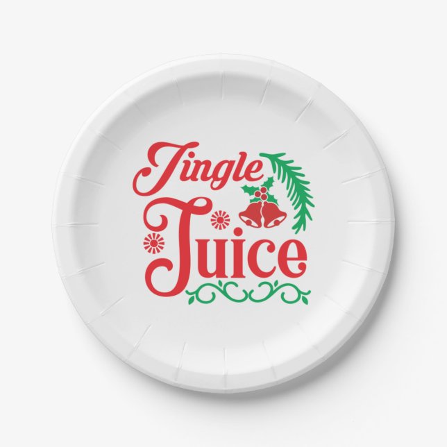 Merry Xmas Happy Jingle Juice Paper Plates (Front)