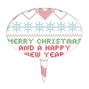 merry xmas happy new year cake topper