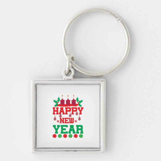 Merry Xmas Happy New Year Keychain (Front)