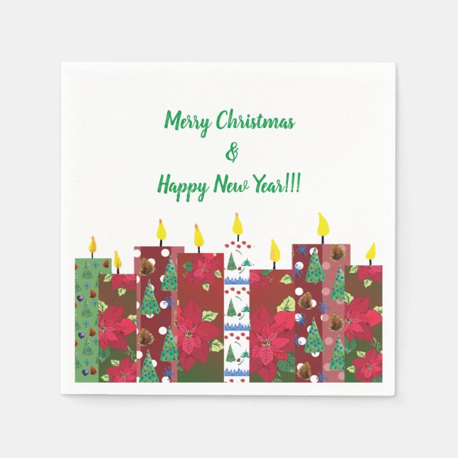 Merry Xmas< Happy New Year Napkins (Front)