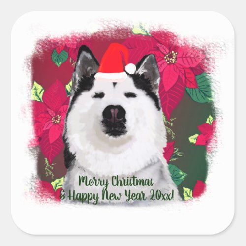 Merry Xmas Happy New Year Stucker Custom Text Square Sticker