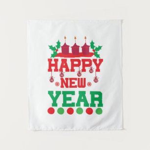 Merry Xmas Happy New Year Tapestry