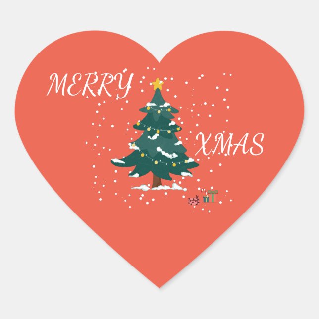 Merry Xmas Heart  Sticker (Front)