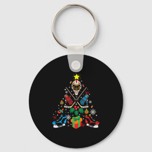 Merry Xmas Ice Hockey Christmas Tree Keychain