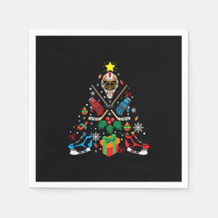 Merry Xmas Ice Hockey Christmas Tree Napkins