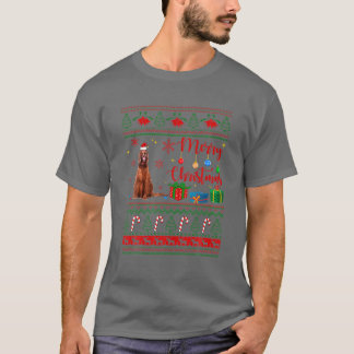 Merry Xmas Irish Setter Ugly Sweater Santa Hat Chr