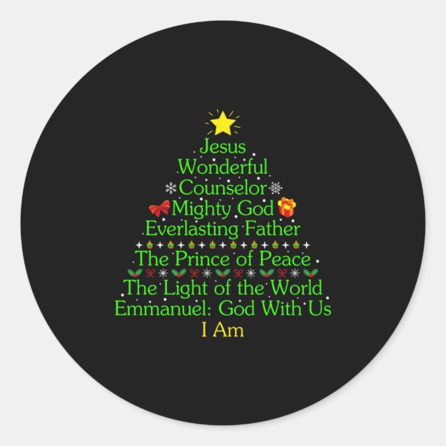 Merry Xmas Jesus Wonderful Counselor Mighty Classic Round Sticker (Front)
