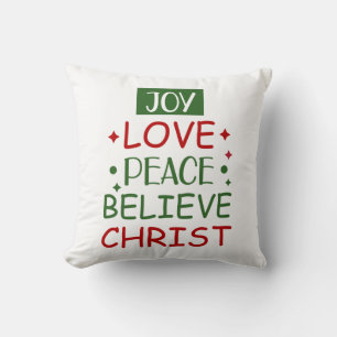 Merry Xmas Joy Love Peace Believe Throw Pillow