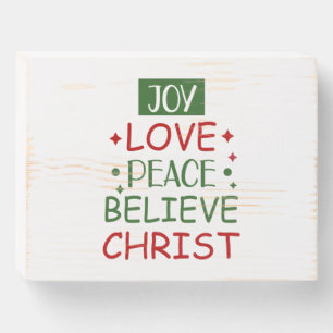 Merry Xmas Joy Love Peace Believe Wooden Box Sign