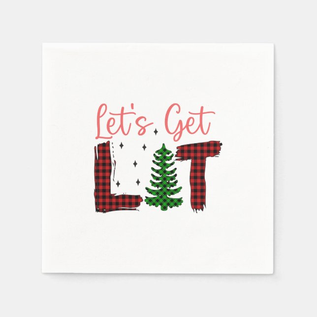 Merry Xmas Let's Get Lit Christmas Napkins (Front)