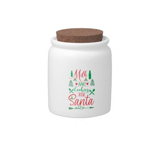Merry Xmas Milk And Cookies For Santa Candy Jar