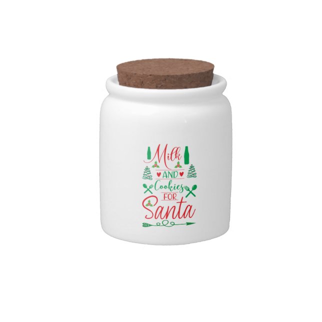 Merry Xmas Milk And Cookies For Santa Candy Jar (Front)
