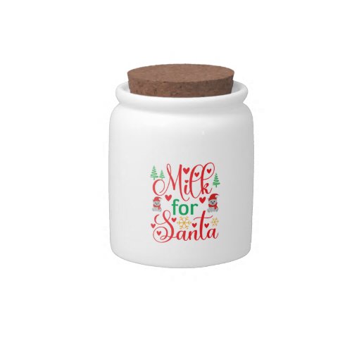 Merry Xmas Milk For Santa Candy Jar