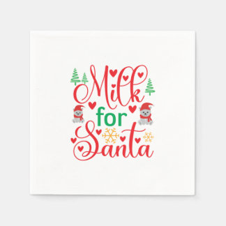 Merry Xmas Milk For Santa Napkins