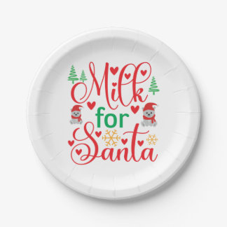 Merry Xmas Milk For Santa Paper Plates