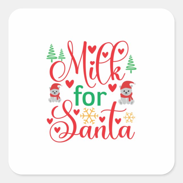 Merry Xmas Milk For Santa Square Sticker (Front)