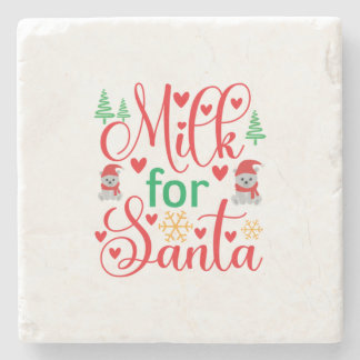 Merry Xmas Milk For Santa Stone Coaster