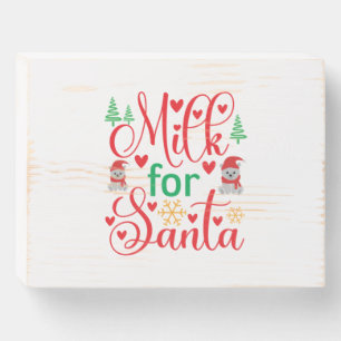 Merry Xmas Milk For Santa Wooden Box Sign