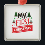 Merry Xmas My First Christmas Metal Ornament<br><div class="desc">Merry Xmas My First Christmas</div>
