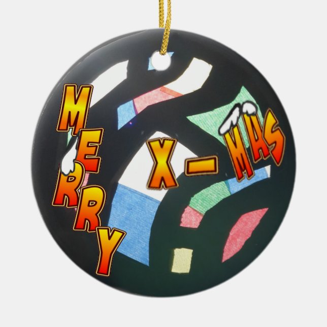 Merry Xmas Pattern Circle Ornament (Front)