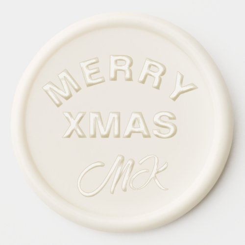 Merry Xmas Pearl White Wax Seal Sticker