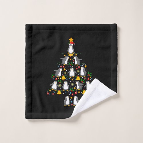 Merry Xmas Penguin Christmas Tree Lights Wash Cloth