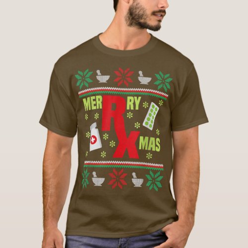 Merry Xmas Pharmacy Tech Pharmacist Ugly Christmas T_Shirt