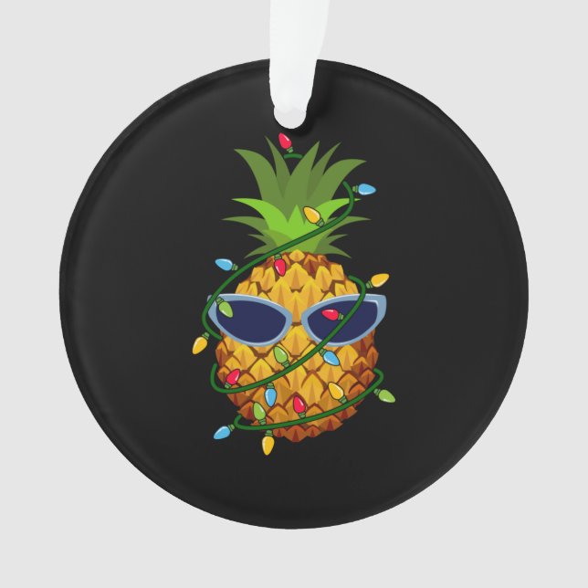 Merry Xmas Pineapple Christmas Tree Lights Ornament (Front)