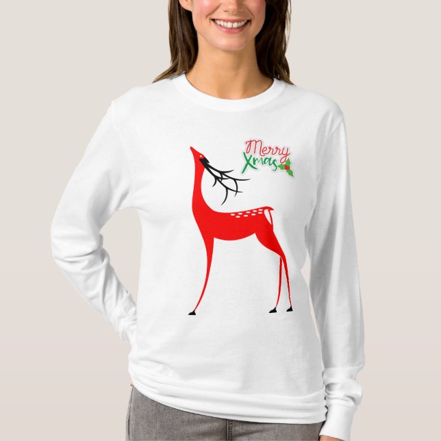 Merry Xmas Reindeer Women's Tshirt (Front)