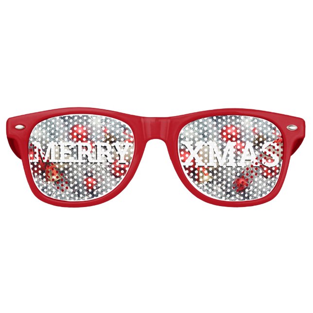 MERRY XMAS retro Shades / Fun Party Sunglasses (Front)