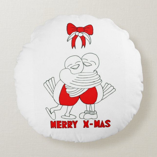 Merry Xmas Round Pillow (Front)