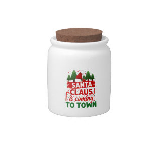 Merry Xmas Santa Claus Is Coming Candy Jar