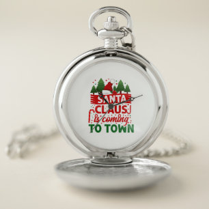 Merry Xmas Santa Claus Is Coming Pocket Watch