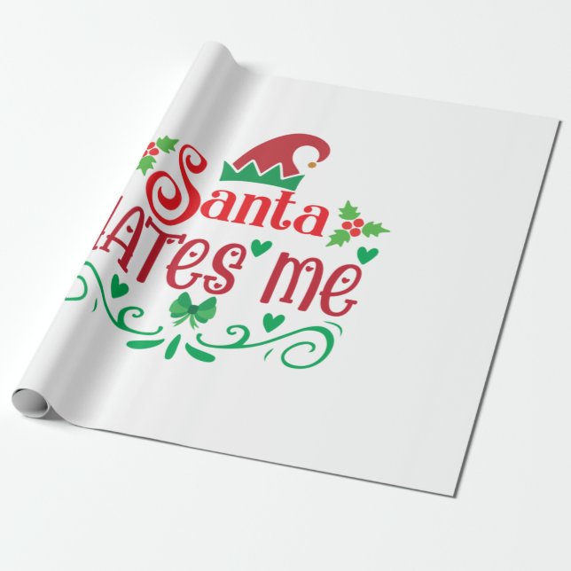 Merry Xmas Santa Hates Me Wrapping Paper (Unrolled)