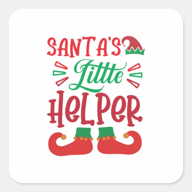 Merry Xmas Santa Little Helper Square Sticker (Front)