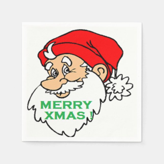 "MERRY XMAS" SANTA NAPKINS (Front)