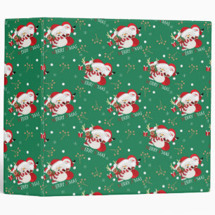 Merry Xmas Santa, Rudolph and Snowmen 3 Ring Binder