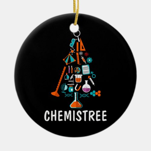 Merry Xmas Science Christmas Tree Ceramic Ornament