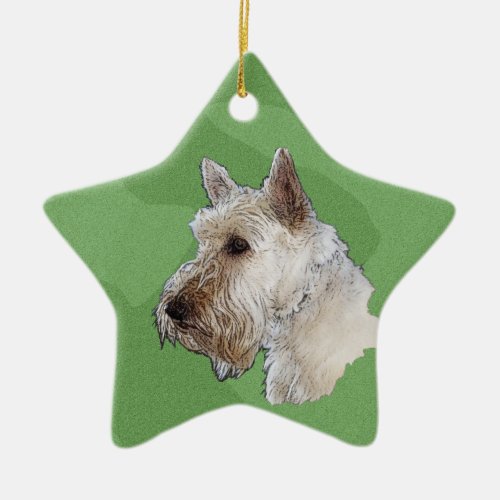 Merry Xmas Scottish Terrier Wheaten Ceramic Ornament