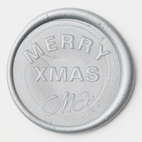 Merry Xmas Silver Wax Seal Sticker