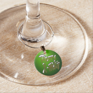 Merry Xmas Snow Lettering Single Wine Charm
