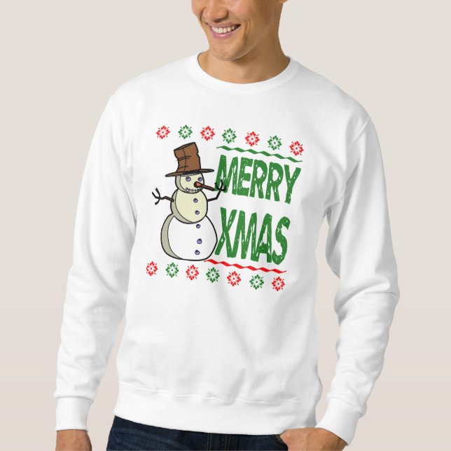 Merry Xmas Snowman Ugly Christmas Sweater (Front)