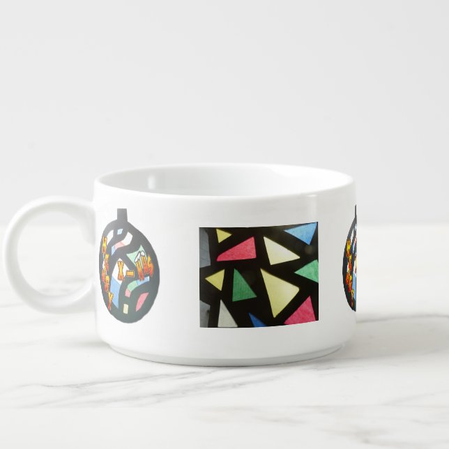 Merry Xmas Stained Glass Pattern Chili Bowl (Right)