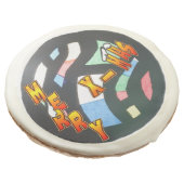 Merry Xmas Stained Glass Pattern Sugar Cookies (Angled)